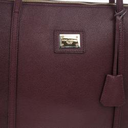 Pre Owned Dolce and Gabbana Maroon Miss Escape Classic Leather Tote