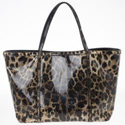 Pre Owned Dolce and Gabbana Leopard Print Miss Escape Tote Bag