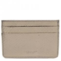 مملوكة مسبقًا Dolce and Gabbana Silver Python Embossed Leather Card Holder