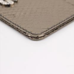 مملوكة مسبقًا Dolce and Gabbana Silver Python Embossed Leather Card Holder