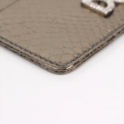 مملوكة مسبقًا Dolce and Gabbana Silver Python Embossed Leather Card Holder