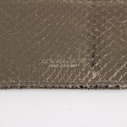 مملوكة مسبقًا Dolce and Gabbana Silver Python Embossed Leather Card Holder