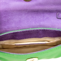 Pre Owned حقيبة يد صغيرة دولتشي أند غابانا مرصعة كريستال سويدي وساتان بنفسجية/ خضراء