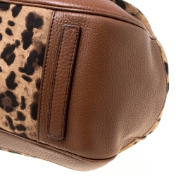 Pre Owned Dolce & Gabbana Brown Leopard Print Fabric and Leather Animalier Satchel