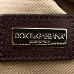 Pre Owned Dolce & Gabbana Brown Textured Leather Miss Curly Bag