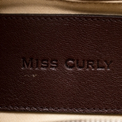 Pre Owned Dolce & Gabbana Brown Textured Leather Miss Curly Bag