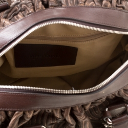 Pre Owned Dolce & Gabbana Brown Textured Leather Miss Curly Bag