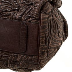 Pre Owned Dolce & Gabbana Brown Textured Leather Miss Curly Bag