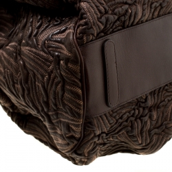 Pre Owned Dolce & Gabbana Brown Textured Leather Miss Curly Bag