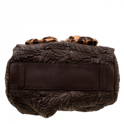 Pre Owned Dolce & Gabbana Brown Textured Leather Miss Curly Bag