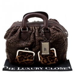 Pre Owned Dolce & Gabbana Brown Textured Leather Miss Curly Bag