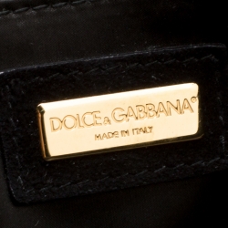 Pre Owned Dolce & Gabbana Metallic Gun Metal Python Embossed Leather Large Miss Sicily Top Handle Bag