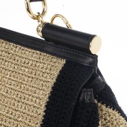 Pre Owned Dolce and Gabbana Beige Woven Raffia Miss Sicily Top Handle