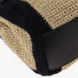 Pre Owned Dolce and Gabbana Beige Woven Raffia Miss Sicily Top Handle