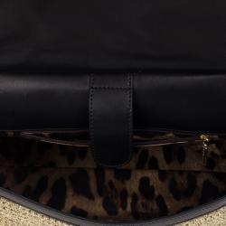 Pre Owned Dolce and Gabbana Beige Woven Raffia Miss Sicily Top Handle