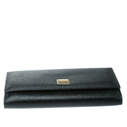 Pre Owned محفظة كونتينينتال دولتشي اند غابانا جلد سوداء
