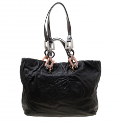 Pre Owned Dolce and Gabbana Black Leather Tote 