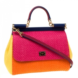 مملوكة مسبقًا حقيبة دولتشي أند غابانا ميس سيسيلي متوسطة جلد أسود بيد علوية