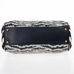 Pre Owned Dolce and Gabbana Animal Print and Sequined Miss Sicily Top Handle