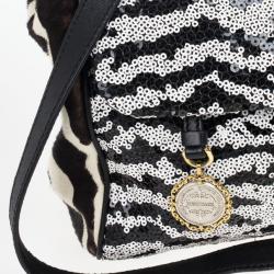 Pre Owned Dolce and Gabbana Animal Print and Sequined Miss Sicily Top Handle