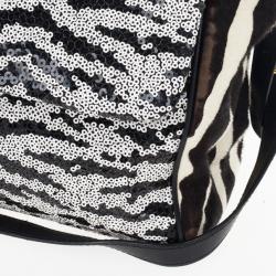 Pre Owned Dolce and Gabbana Animal Print and Sequined Miss Sicily Top Handle