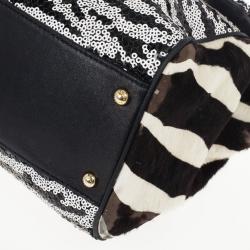 Pre Owned Dolce and Gabbana Animal Print and Sequined Miss Sicily Top Handle
