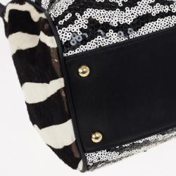 Pre Owned Dolce and Gabbana Animal Print and Sequined Miss Sicily Top Handle