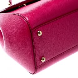 Pre Owned Dolce and Gabbana Hot Pink Leather Medium Miss Sicily Top Handle Bag