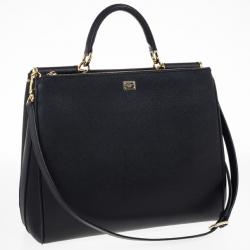 Pre Owned Dolce and Gabbana Sicily Black Large Satchel