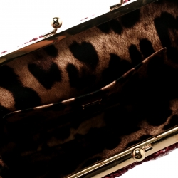 Pre Owned حقيبة كلتش دولتشي أند غابانا بقفل متعاكس وإطار رافيه متعددة الألوان