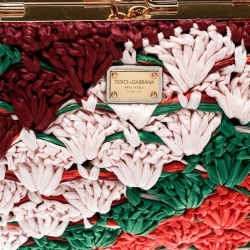 Pre Owned حقيبة كلتش دولتشي أند غابانا بقفل متعاكس وإطار رافيه متعددة الألوان