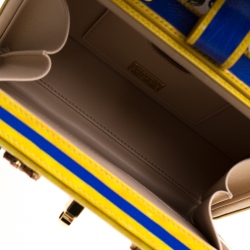 مملوكة مسبقًا Dolce and Gabbana Multicolor Majolica Print Crystal Embellished Leather Box Pad lock Top Handle Bag