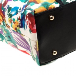 مملوكة مسبقًا حقيبة يد دولتشي أند غابنا ميس اسكيب حواف جلد وكانفاس طباعة زهور