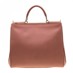 Dolce and Gabbana Peach Leather Large Miss Sicily Bag
