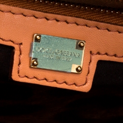 Pre Owned Dolce and Gabbana Peach Patent Leather Medium Miss Sicily Satchel