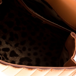 Pre Owned Dolce and Gabbana Peach Patent Leather Medium Miss Sicily Satchel