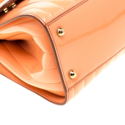Pre Owned Dolce and Gabbana Peach Patent Leather Medium Miss Sicily Satchel