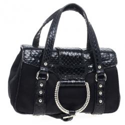 مملوكة مسبقًا Dolce and Gabbana Snake Skin Leather and Satin Evening Satchel