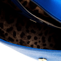 Pre Owned حقيبة دولتشي أند غابانا ميس سيسيلي متوسطة جلد أزرق بيد علوية