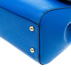 Pre Owned حقيبة دولتشي أند غابانا ميس سيسيلي متوسطة جلد أزرق بيد علوية