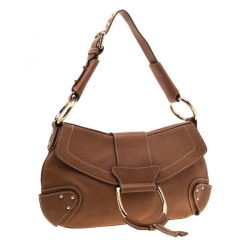 Pre Owned Dolce and Gabbana  Tan Leather D-Ring Hobo