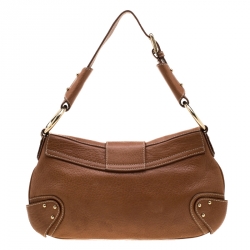 Pre Owned Dolce and Gabbana  Tan Leather D-Ring Hobo
