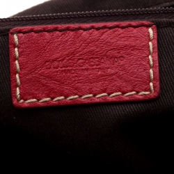 Pre Owned Dolce and Gabbana Red Ruffle Leather Miss Brooke Sacthel