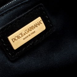 Pre Owned حقيبة كتف دولتشي أند غابانا قلاب جلد وكانفاس طباعة فهد سوداء/ خضراء