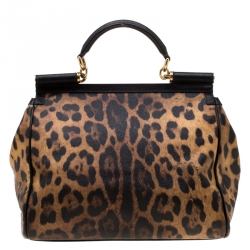 مملوكة مسبقًا حقيبة دولتشي أند غابانا يد علوية ميس سيسيلي كبيرة شعر عجل طباعة فهد