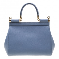 Dolce and Gabbana Light Blue Leather Small Miss Sicily Tote