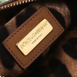 Pre Owned Dolce and Gabbana White Floral Print Canvas Chain Clutch