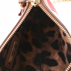 Pre Owned Dolce and Gabbana White Floral Print Canvas Chain Clutch