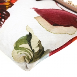 Pre Owned Dolce and Gabbana White Floral Print Canvas Chain Clutch