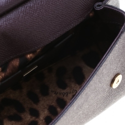 Pre Owned حقيبة دولتشي أند غابانا ميس سيسيلي جلد عنابي داكن صغيرة